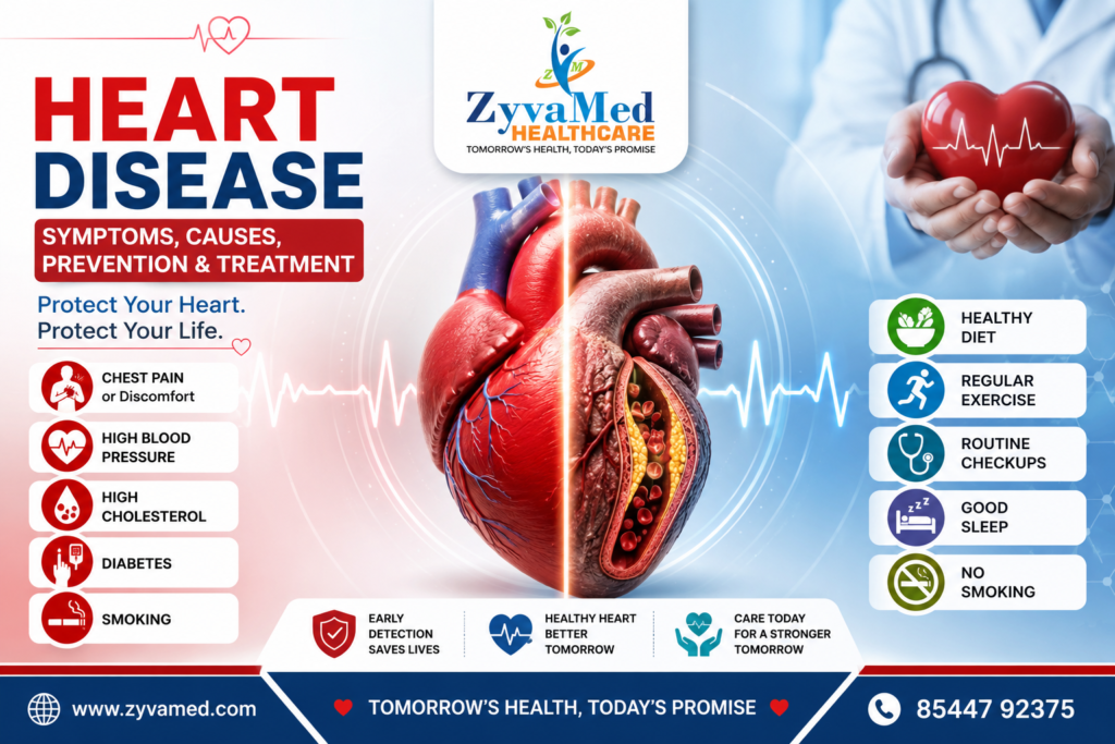 Heart Disease Symptoms Causes Prevention and Treatment Complete Guide by ZyvaMed Healthcare
